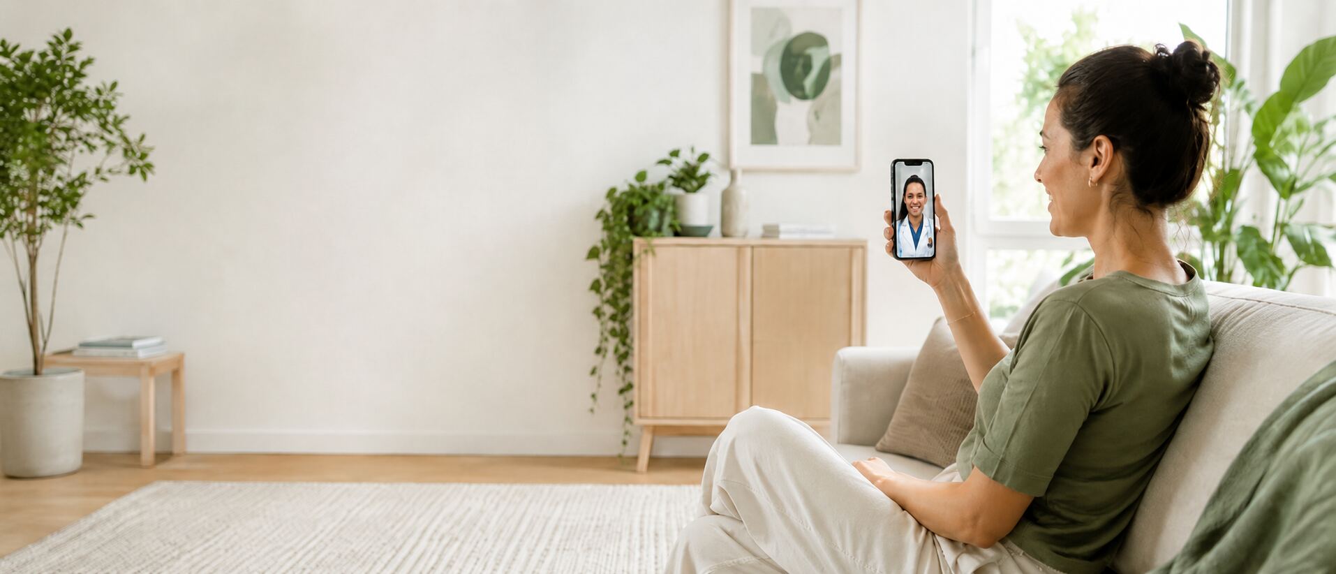 Patient meeting virtually with a healthcare provider