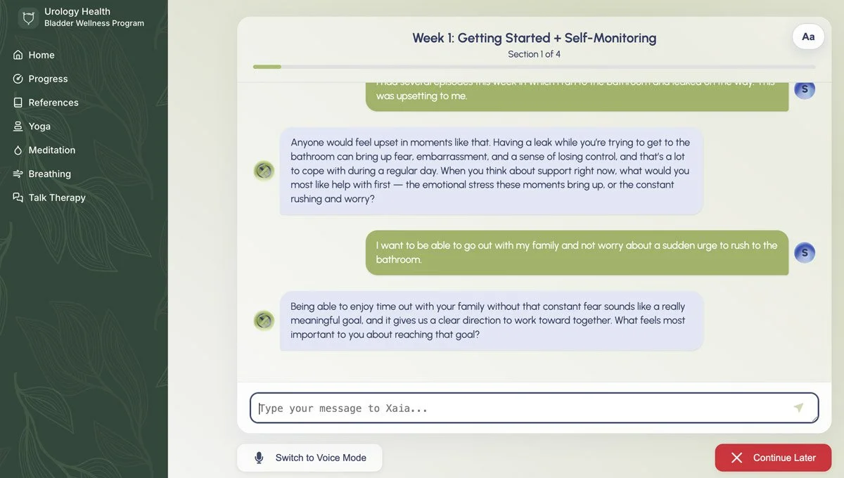 A Week 1 talk therapy session inside the program