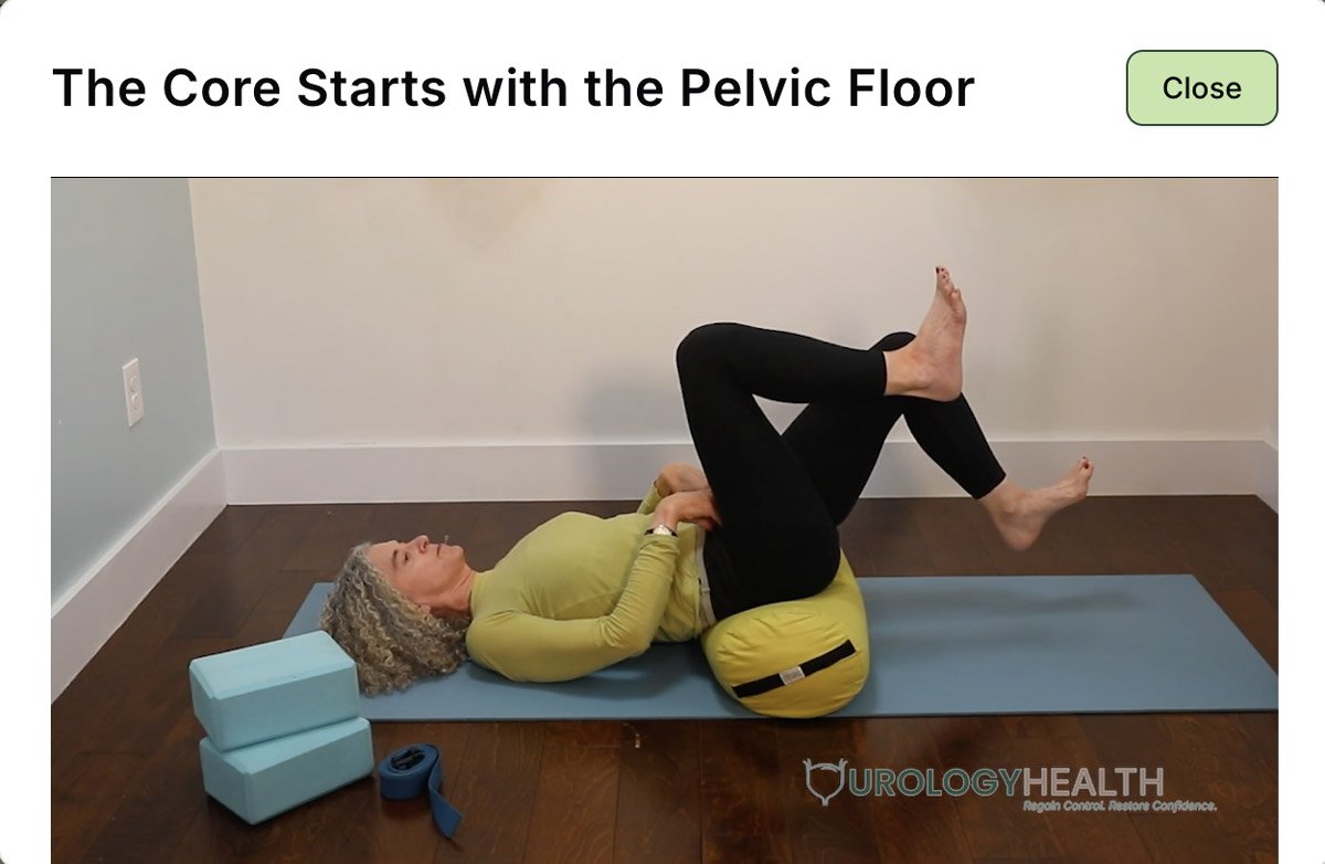 The instructor demonstrating a supported supine exercise