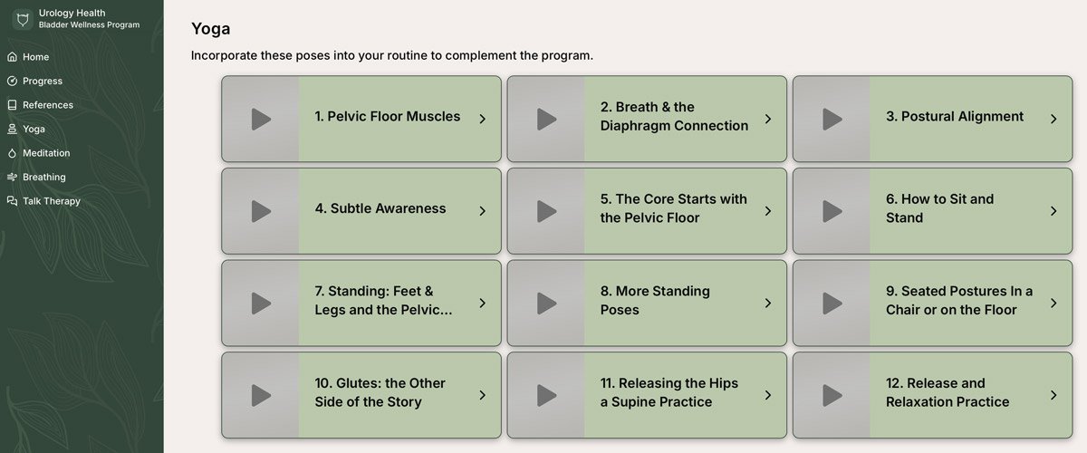 The yoga library inside the app